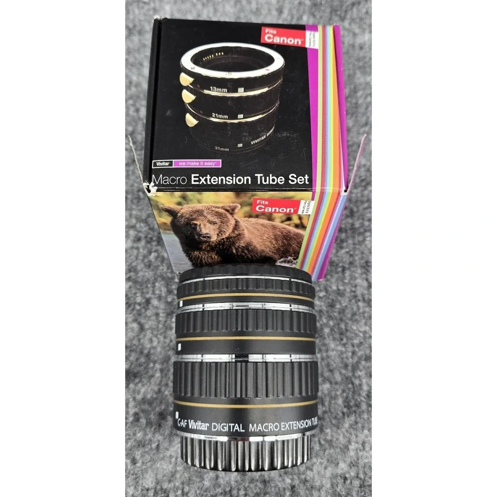 Vivitar Macro Extension Tube Set 13mm 21mm 31mm - Compatible with Canon Cameras